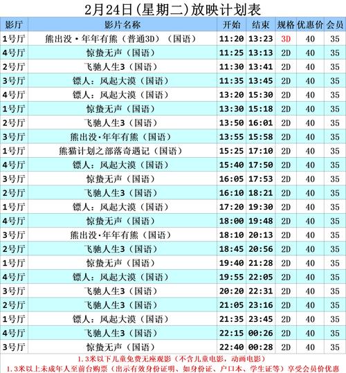 今日电影放映表 | 最新排片时间查询 | 附近影院热门影片推荐